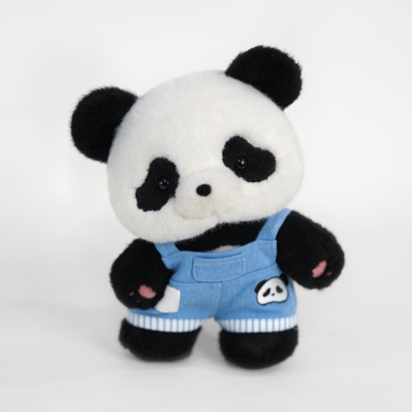 パンダ Bao Zhu 20cm ぬいぐるみ デニムオーバーオール付き