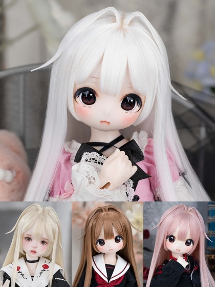 BJD 耐熱性 ドールウィッグ 8～9インチ あつ ウェーブ ブロンド ⑬