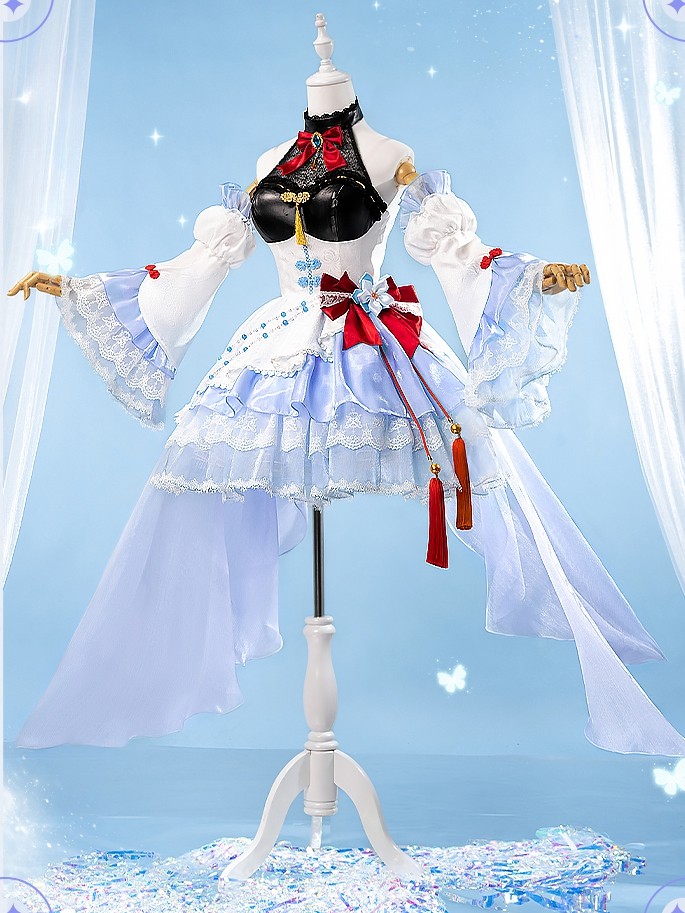 Genshin Impact Cosplay Ganyu Costume Halter Neck Dress Fullset