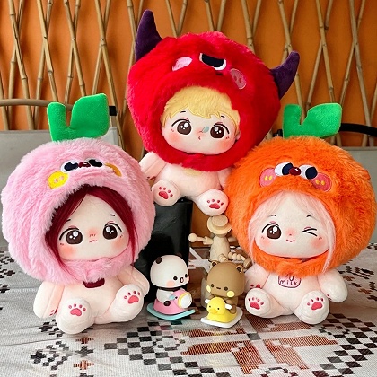 ピンクのぬいぐるみ 赤と黄色の帽子 オレンジ/レッド/ピンクのかわいいぬいぐるみ帽子、ショルダー